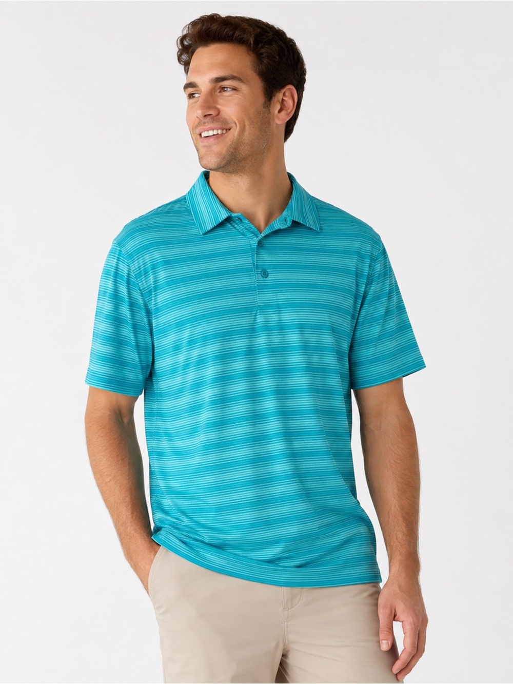 Under Armour Heat Gear Loose Teal Striped Polo‎ Shirt